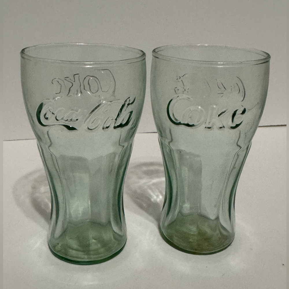 Coca Cola green glasses. Set of 2